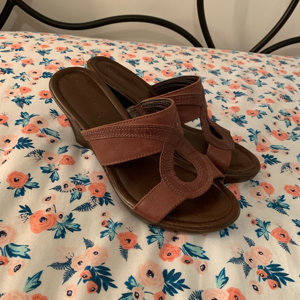 Brown wedge sandals